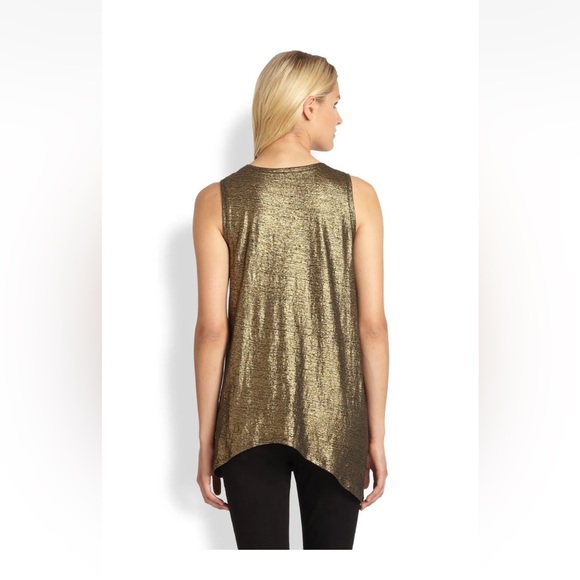 Eileen Fisher Women’s Size Medium Black-gold 100% Organic Linen Tank Top Shirt - Picture 4 of 10